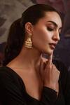Paisley Pop_Gold Plated Diamonds, Pearls Kundan Jhumka Earrings_Online_at_Aza_Fashions