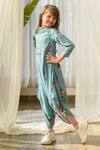 Pasha India_Green Linen Printed Floral Dhoti Jumpsuit _Online_at_Aza_Fashions