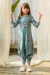 Buy_Pasha India_Green Linen Printed Floral Dhoti Jumpsuit _Online_at_Aza_Fashions