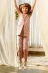 Buy_Pasha India_Pink Linen Floral Pattern Quilted Jacket And Pant Set _Online_at_Aza_Fashions