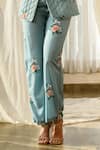 Buy_Pasha India_Green Linen Floral Pattern Notched Lapel Jacket And Pant Set _Online_at_Aza_Fashions