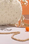 Amyra_White Beads, Embroidery Perla Capsule Clutch _Online_at_Aza_Fashions