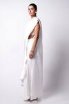 Buy_431-88 By Shweta Kapur_White Silk Embroidery Shells And Pre-draped Cape Saree With Iris Bustier  _Online_at_Aza_Fashions