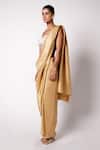 431-88 By Shweta Kapur_Gold Silk Embroidery Shells And Masai Pre-draped Saree With Iris Bustier  _Online_at_Aza_Fashions
