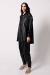 431-88 by Shweta Kapur_Black Japanese Leather Shirt Collar Shacket And Pant Set  _Online_at_Aza_Fashions