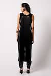 431-88 By Shweta Kapur_Black Japanese Leather Cargo Pant  _Online_at_Aza_Fashions