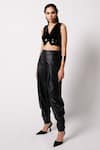 Buy_431-88 By Shweta Kapur_Black Japanese Leather Cargo Pant  _Online_at_Aza_Fashions
