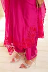 Shop_Omana By Ranjana Bothra_Pink Chanderi, Organza Applique, Cut Shahin Placement Embroidered Kurta Set _Online_at_Aza_Fashions