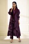 Omana By Ranjana Bothra_Purple Chanderi, Organza Embroidery, Cut Work, Safina A-line Kurta Set _Online_at_Aza_Fashions