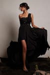 Pocket Stories_Black Crepe Embroidery Bugle Beads And Sequin One Butterfly Gown  _Online_at_Aza_Fashions