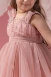 Darleen Kids Couture_Pink Net And Lining- Taffeta & Shantoon Embroidery Pearls Pretty Pleats Dress _Online_at_Aza_Fashions