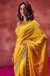Punit Balana_Yellow Organza Silk Border Embroidered Saree With Blouse_Online_at_Aza_Fashions