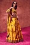 Buy_Punit Balana_Yellow Chanderi Silk Hand Block Print Lehenga Set_Online_at_Aza_Fashions