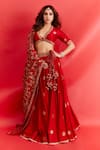 Shop_Punit Balana_Red Surkh Laal Banarasi Silk Lehenga Set