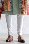 Qbik_Green Sherwani Jaquard Self Design Maqbul Set With Darbar Stole _Online_at_Aza_Fashions