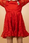 Darleen Kids Couture_Red Taffeta, Chanderi, Linen Embroidery Queen Of Roses Dress _Online_at_Aza_Fashions