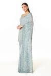 Buy_Rabani & Rakha_Silver Georgette Sequins, Cut Work Zaynab Hand Embroidered Saree With Blouse _Online_at_Aza_Fashions