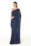 Buy_Rabani & Rakha_Blue Georgette Sequins, Cut Work Zaynab Embroidered Saree With Strappy Blouse _Online_at_Aza_Fashions