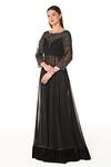 Buy_Rabani & Rakha_Black Georgette, Net Sequins, Cut Work, Adah Bodice Anarkali And Trouser Set _Online_at_Aza_Fashions