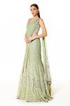 Buy_Rabani & Rakha_Green Georgette Embroidered Gota Pati Round Adha Lehenga Saree Set  _Online_at_Aza_Fashions