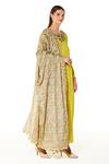 Buy_Rabani & Rakha_Green Georgette Sequins, Stones Boat Neck Ayat Kurta Set With Jaal Print Dupatta _Online_at_Aza_Fashions