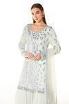 Rabani & Rakha_Off White Georgette, Net Cut Work, Ayat Hand Embroidered Kurta Gharara Set _Online_at_Aza_Fashions