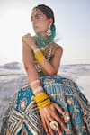 Buy_The Royaleum_Multi Color Upada Silk Hand Beads Blouse Bridal Lehenga Set _Online_at_Aza_Fashions