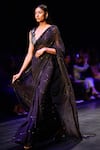 Buy_Nachiket Barve_Black Saree Georgette Embroidery Thread V Astral With Galaxy Blouse  _Online_at_Aza_Fashions