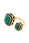 Isharya Green Crystal B-dazzle Dual Embellished Ring Online at Aza Fashions Isharya_Green Crystal B-dazzle Dual Embellished Ring _Online_at_Aza_Fashions