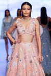 Nachiket Barve_Pink Blouse And Lehenga Organza Embroidery Thread V Neck Galaxy & Set _Online_at_Aza_Fashions