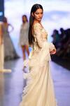 Buy_Nachiket Barve_Ivory Organza, Tussar, Chiffon Beads Celestial Embroidered Blouse Sharara Set _Online_at_Aza_Fashions