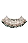 Riana Jewellery_White Pearls, Diamonds, Crystals Jadtar Stone Embellished Choker Set _Online_at_Aza_Fashions
