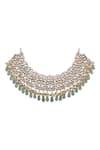 Riana Jewellery_White Pearls, Diamonds Jadtar Necklace And Chandbali Set _Online_at_Aza_Fashions