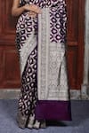 Buy_Naaritva India_Purple Kota Doria Zari Floral Jaal Handwoven Banarasi Saree With Running Blouse _Online_at_Aza_Fashions