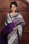 Naaritva India_Purple Kota Doria Zari Floral Jaal Handwoven Banarasi Saree With Running Blouse _at_Aza_Fashions