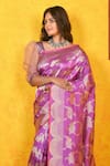 Buy_Naaritva India_Purple Katan Silk Kadwa Weave Floral Banarasi Handwoven Saree _Online_at_Aza_Fashions