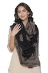 SHINGORA_Black Woven Floral Border Shawl_Online_at_Aza_Fashions