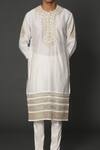 Rar Studio_Ivory Chanderi Handloom (50%silk X 50%cotton) Embroidered Aari Kurta Set  _Online_at_Aza_Fashions