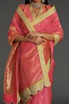 Rar Studio_Pink Chanderi Handloom (50% Silk X 50% Thread Saree With Blouse  _Online_at_Aza_Fashions