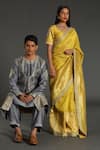 Buy_Rar Studio_Yellow Chanderi Handloom (50% Silk X 50% Border Saree With Blouse  _Online_at_Aza_Fashions