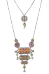 Tribe Amrapali_Multi Color Enamel Nirali Ghungroo Layered Pendant Necklace _Online_at_Aza_Fashions