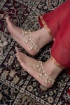 Paisley Pop_Gold Plated Kundan Embellished Anklets - Set Of 2 _Online_at_Aza_Fashions