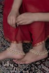 Buy_Paisley Pop_Gold Plated Kundan Pink And Pearl Studded Anklets - Set Of 2 _Online_at_Aza_Fashions