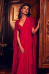 Buy Ridhima Bhasin Red Flat Chiffon And Organza Hand Mukhalif Pre-draped Saree Jacket Set Online at Aza Fashions Buy_Ridhima Bhasin_Red Flat Chiffon And Organza Hand Mukhalif Pre-draped Saree Jacket Set _Online_at_Aza_Fashions