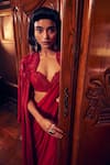 Shop Ridhima Bhasin Red Flat Chiffon And Organza Hand Mukhalif Pre-draped Saree Jacket Set Online at Aza Fashions Shop_Ridhima Bhasin_Red Flat Chiffon And Organza Hand Mukhalif Pre-draped Saree Jacket Set _Online_at_Aza_Fashions