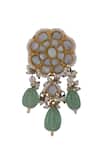 Riana Jewellery_Green Semi Precious Pearl Embellished Floral Motif Earrings _Online_at_Aza_Fashions