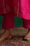 Buy_Rekha Agra_Magenta Habutai Silk, Dupatta Organza Sequin And Zari Hand Embroidered Kurta Set _Online_at_Aza_Fashions