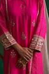 Shop_Rekha Agra_Magenta Habutai Silk, Dupatta Organza Sequin And Zari Hand Embroidered Kurta Set _Online_at_Aza_Fashions