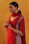 Buy_Rekha Agra_Red Kurta Flex Block Printed And Embroidered Polka Dots Pattern V Hand Set _Online_at_Aza_Fashions