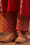 Rekha Agra_Red Kurta Chanderi, Pant Cotton Flex Geometric Hand Block Print And Set _Online_at_Aza_Fashions